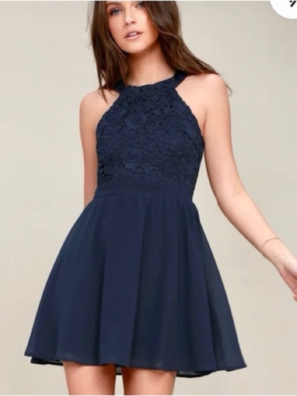NWT Lulu’s Navy Lace Skater Dress